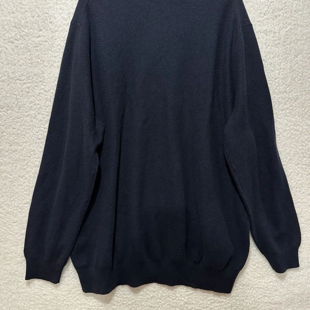 Polo Ralph Lauren Mock Neck Sweater 1/4 ZIP 100%‎ Cotton Navy Size 3LT